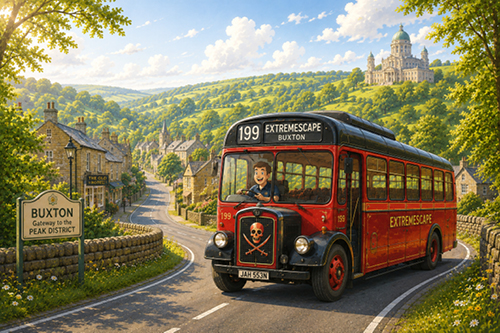 Bus from Buxton to Extremescape escape rooms